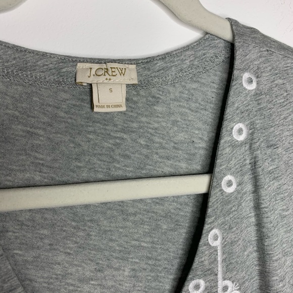 J. Crew Embroidered Grey Dolman Short Sleeve Tee - Picture 6 of 8
